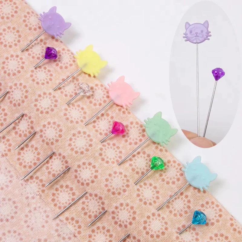 Striped Cat Pin Cushion with 80pcs Positioning Pins Storage Organizer Dressmaker Quilting Supplies for Crafts Making Sewing