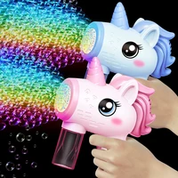 Unicorn Electric Bubble Gun Luminous Bubbles Machine Automatic Soap Blower with Outdoor Party Kids Games Children Gift Toy 1
