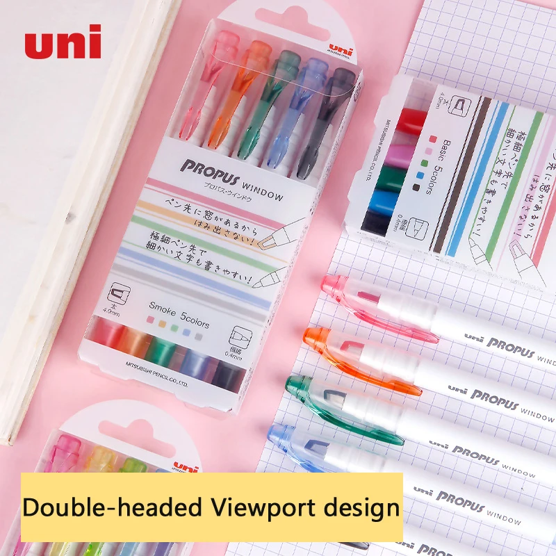 Uni pastel highlighter PUS-103T Propus window colors set dual nib quick dry lasting aesthetic pens Japanese stationery plumones