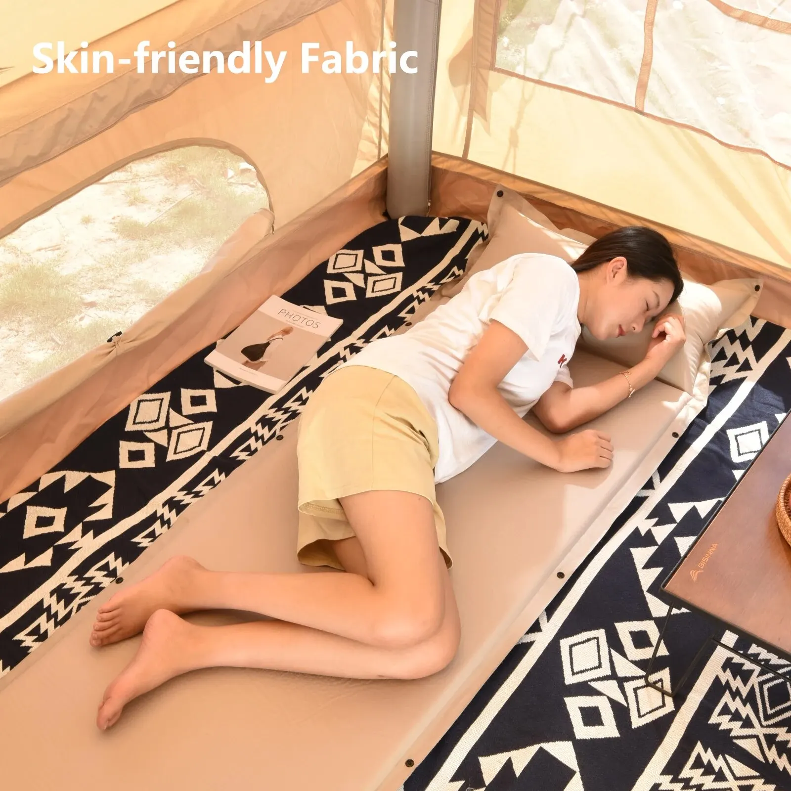 Inflatable Mattress BISINNA Inflatable Mattress Outdoor Tent Camping Mats Self-inflating Mattress Spliced Air Bed Thick