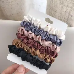 Luxurious Satin Hair Scrunchies - Set of 6 Ultra - Soft Hair Ties (6pcs mix)