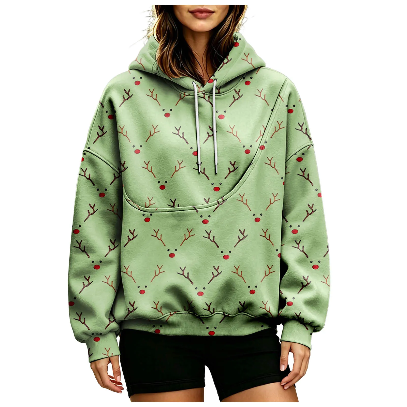 Women Fall And Winter Hoodie With Pet Pouch Oversized Pocket Colorful Print Sweatshirt For Dogs And Cats Woman's Hoodie