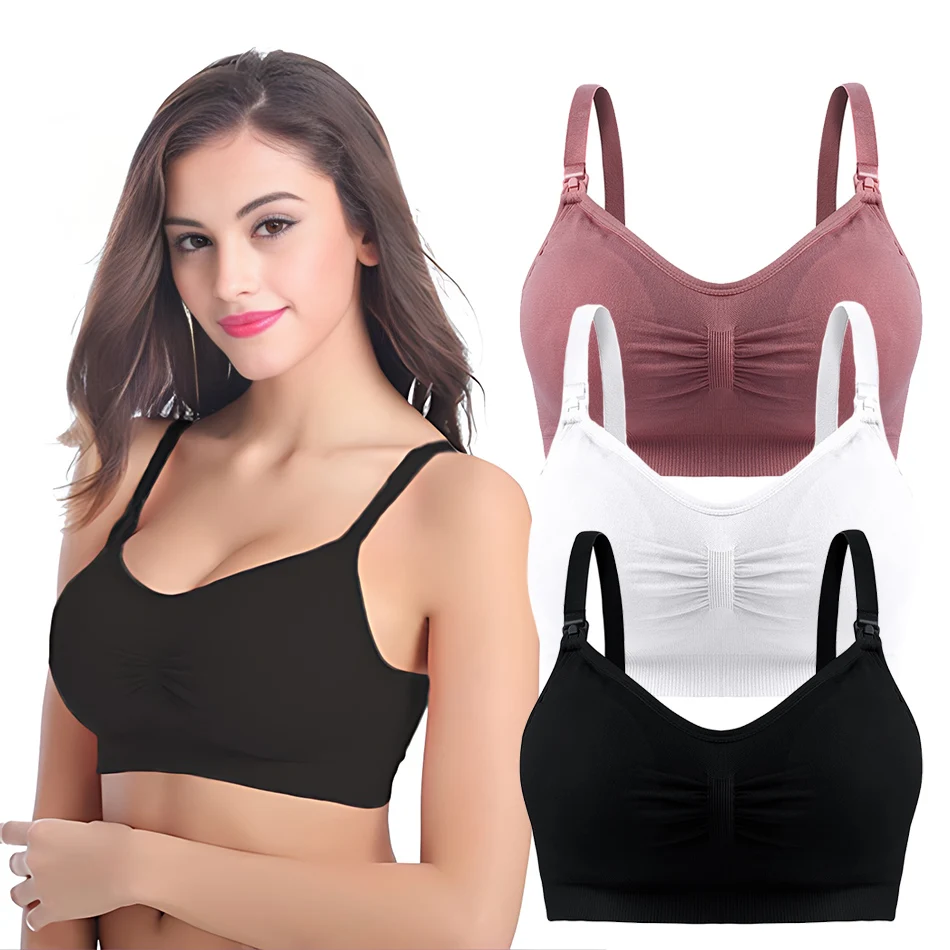 Nursing Bra Ladies Bra Women Bra 3 Pcs/Pack Breathable Maternity Pregnant Bras Comfort Breastfeeding Sleep Bralette Women Wireless Seamless Nursing Underwear