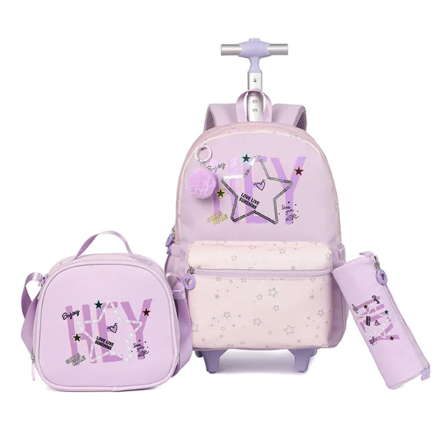 Kids School Trolley Backpack Rolling Backpack Sets Kids Wheeled Backpack for Girls Wheeled Backpacks Set Lunch Bag Pencil Case 1