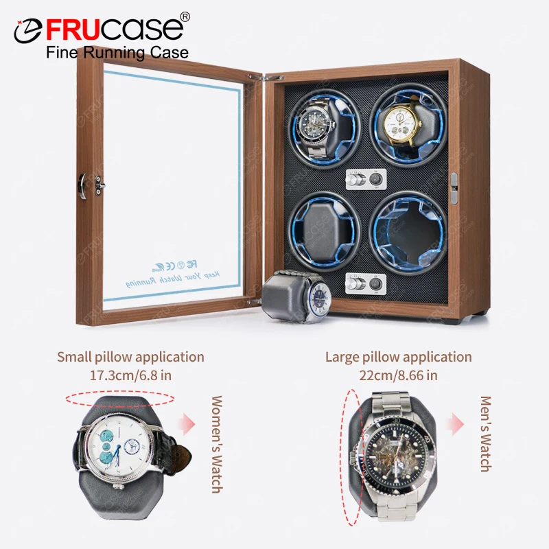 Wooden Watch Winder for Automatic Watches 4 Rolex Box Jewelry Display Collector Storage Wood grain with light watch winder