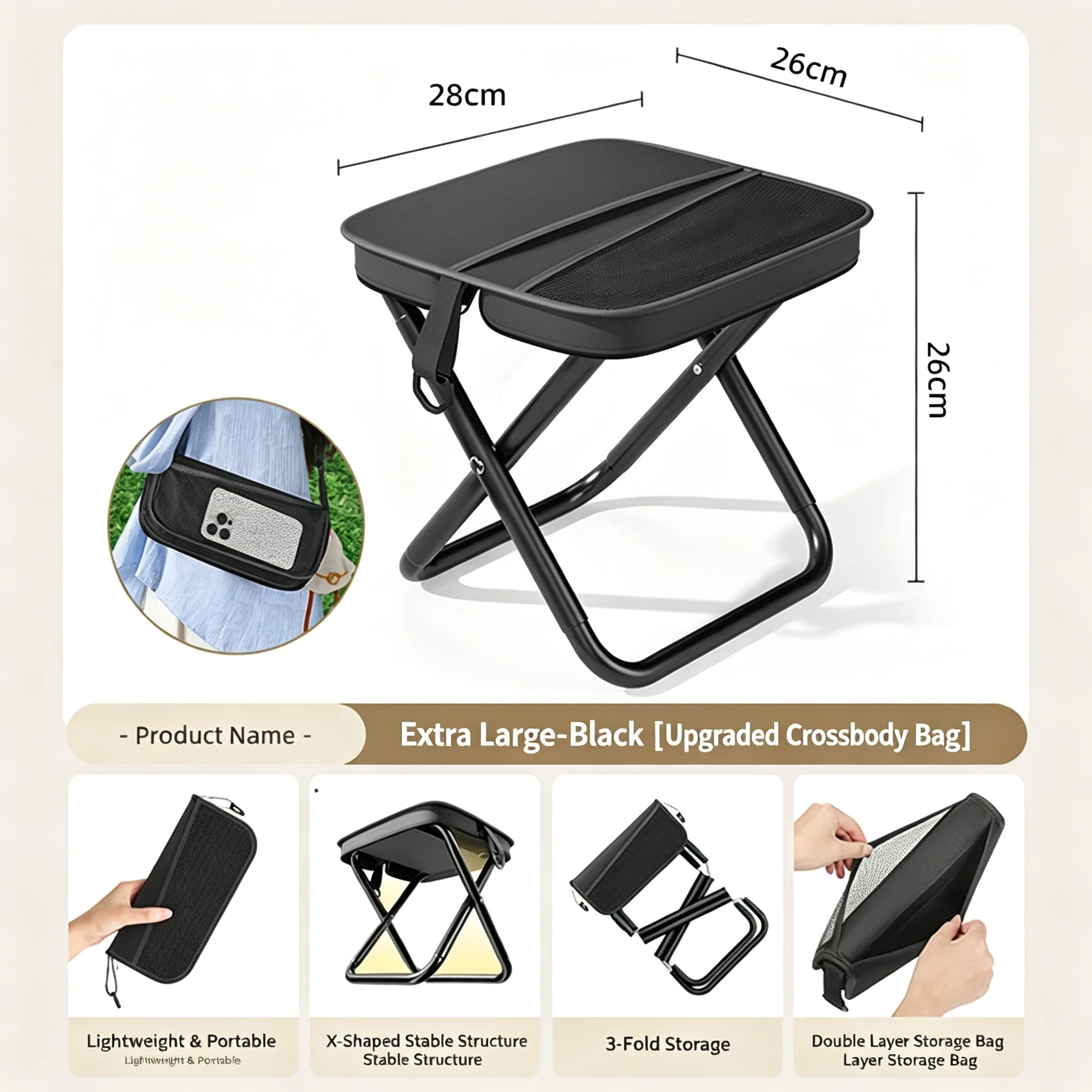  slider image of 2-in-1 Outdoor Folding Stool
