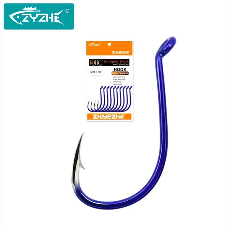 ZYZHE 20~45 Stück Blaue Oktopus-Schnurhaken in 6 Größen, Mehrfarbig, Hochkarbon-Stahl, Super Lock Meeres- und Felsenfischerei-Haken, Oktopus-Haken