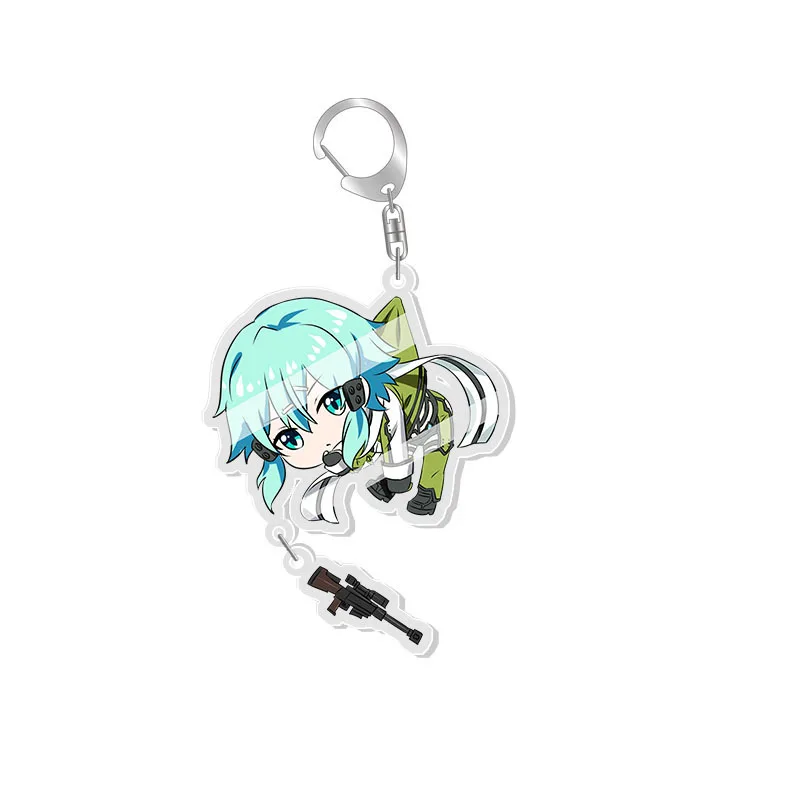 21Pcs Anime Sword Art Online Keychain Kirigaya Kazuto Yuuki Asuna Asada Shino Double Sided acrylic Pendant Backpack Bag Keychain