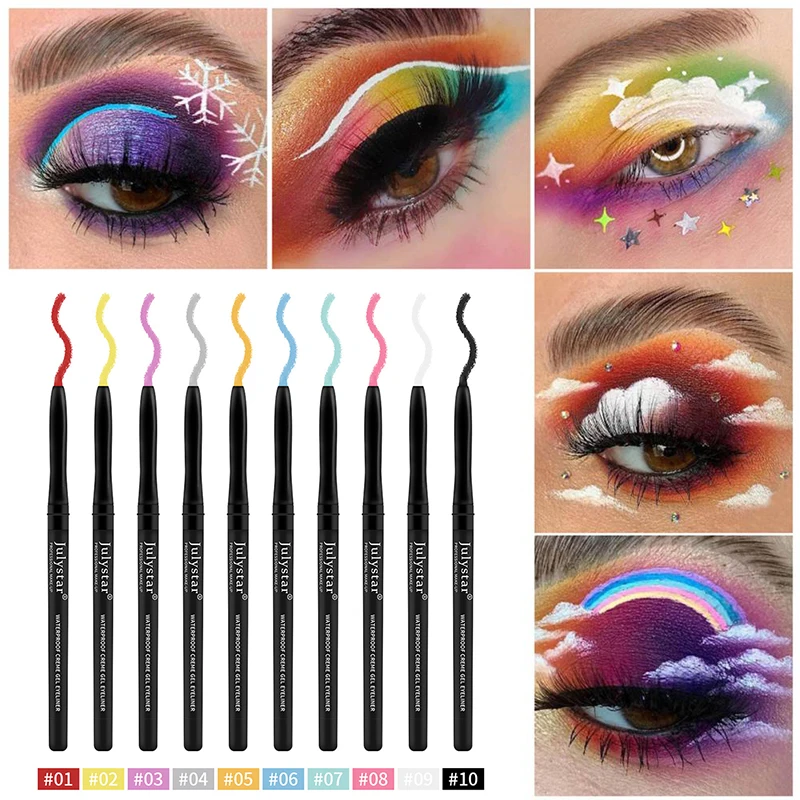 

10 Colors Eye Makeup Colorful Eye Liner Gel Eyeliner Pen Pearl Matte Waterpoof Sweat-proof Beauty Easy To Wear Make Up Quick Dry
