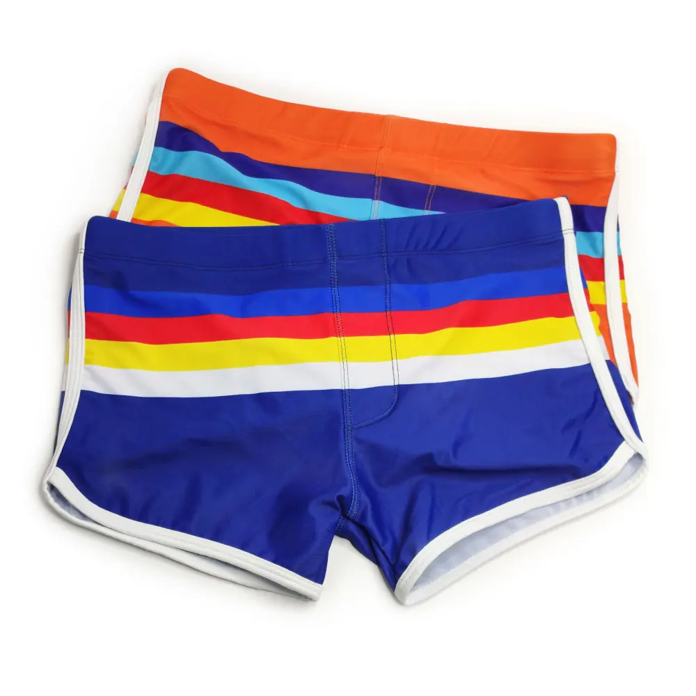 Men Swim trunks beach pants Surfing bathing suit Surfboard Sexy rainbow Pride Strips Swimwear Pad Pushup Swimming swimsuits
