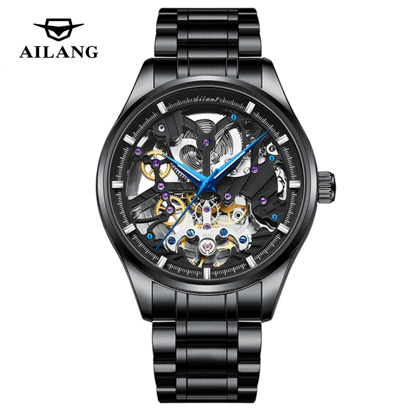 

AILANG Brand Luxury Tourbillon Mechanical Watch for Men Stainless Steel Waterproof Luminous Automatic Skeleton Wristwatch Men