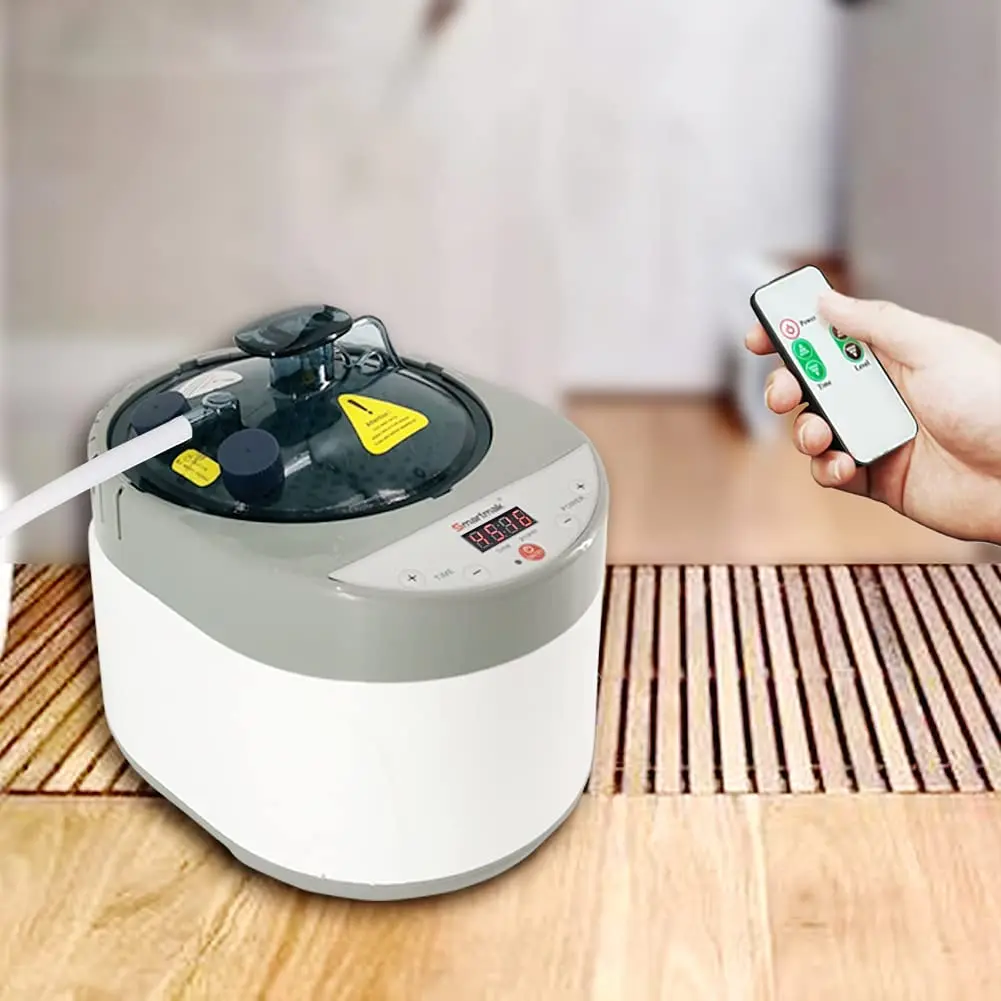 Sauna Steamer Portable 1.8L 2L 4L Upgrated Steam Pot Generator with Remote Control, Spa Machine with Timer Display Herbal Box 2