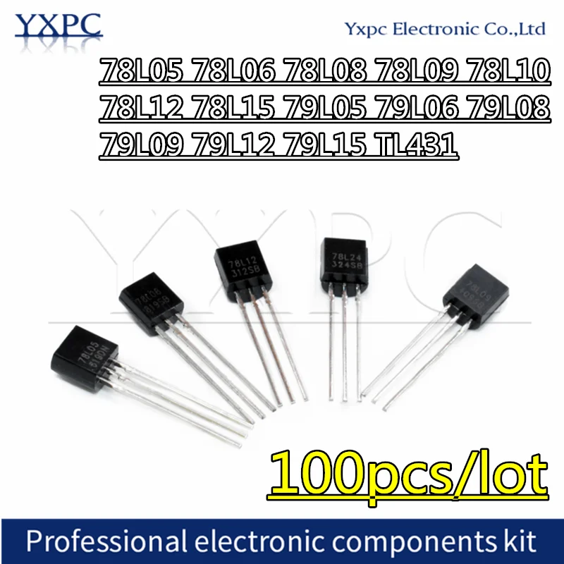 

100pcs 78L05 78L06 78L08 78L09 78L10 78L12 78L15 79L05 79L06 79L08 79L09 79L12 79L15 TL431 TO-92 Three-terminal regulator triode
