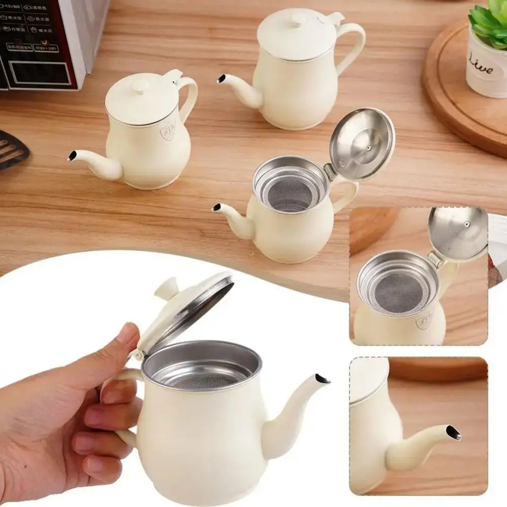 Thickened Stainless Steel Oil Pot Large Capacity with Filter Oil Dispenser Bottle Leak-Proof Durable Oil Separator Bottle