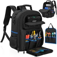 Sac à dos à outils, sac à outils robuste avec épaule rembourrée et organisateur d'outils amovible, sac à dos de travail résistant à l'eau, pour électriciens 1