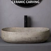 Ceramic Table Sink Oval Bathroom Vessel Sink Bowl Above Counter Art Basin Lavatory Balcony Vanity Sink Countertop Washing Basin 3