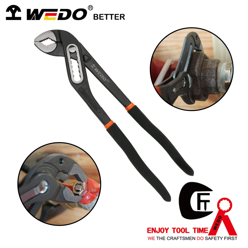 WEDO Tongue and Groove Pliers, Slip Joint Plier Stright with Comfort Grips, Quick Adjust Channel