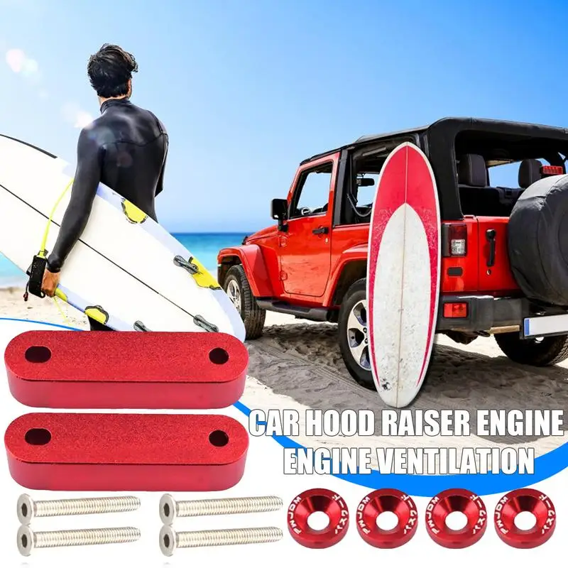 Hood Risers Kit Hood Risers Modification Kit Aluminum Alloy Front Hood Vent Spacer ...