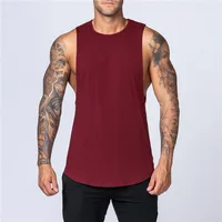 Vêtements de sport pour hommes, débardeur d'été en coton, Fitness, Jogging, musculation, chemise sans manches, respirant, col rond, gilet musculaire décontracté 3