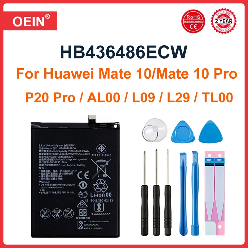 

HB436486ECW Battery For Huawei Mate 20 10 10Pro / P20 Pro ALP L09 /ALP-L09 L29 BLA-L09 /Honor View 20 V20 PCT-L29 PCT L29