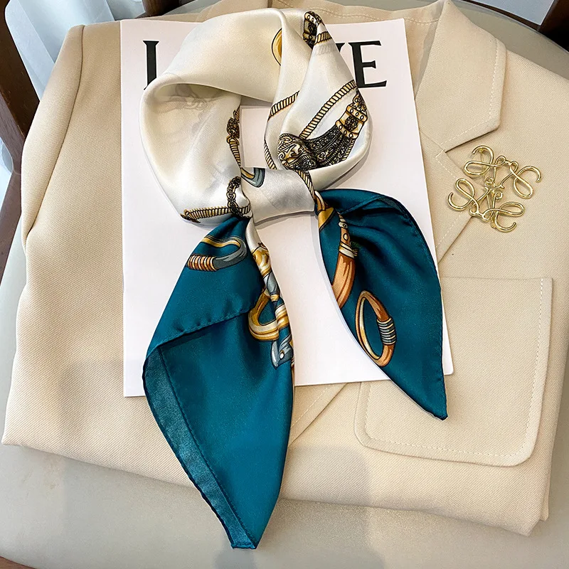 Korean Style Fashion Small Scarf Luxury 70X70CM Stripe Headcloth 2022