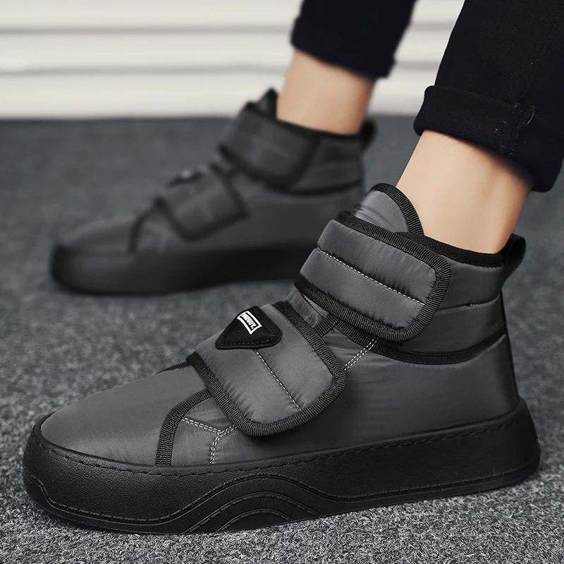 Winter Plush Shoes Men Casual Keep Warm Sports Shoes Running Shoes Man Lace Up Non Slip Ankle Boots Winter Black Brown Shoes