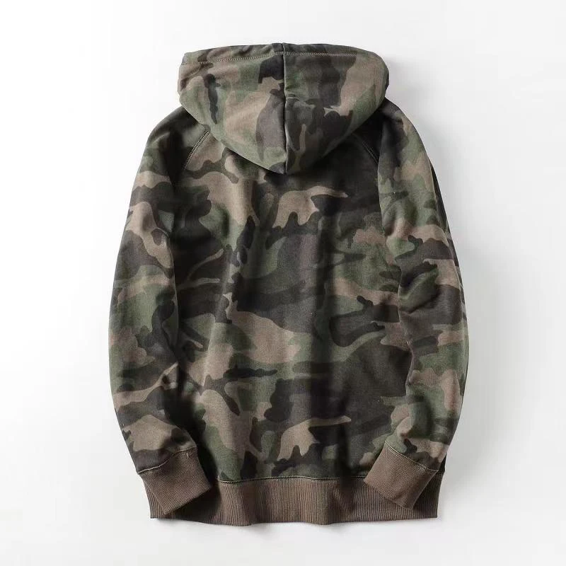 Cotton Terry Military Style Men Camouflage Hoodies 2024 Spring Autumn Camo Pattern Zip Up Hooded Sweatshirts Casual