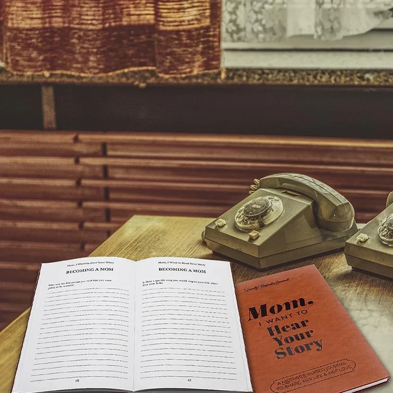 Mom, I Want To Hear Your Story Leather Hardcover Ribbon Bookmark Mom Tell Me Your Life Story Journal Meaningful Memory Journal 3