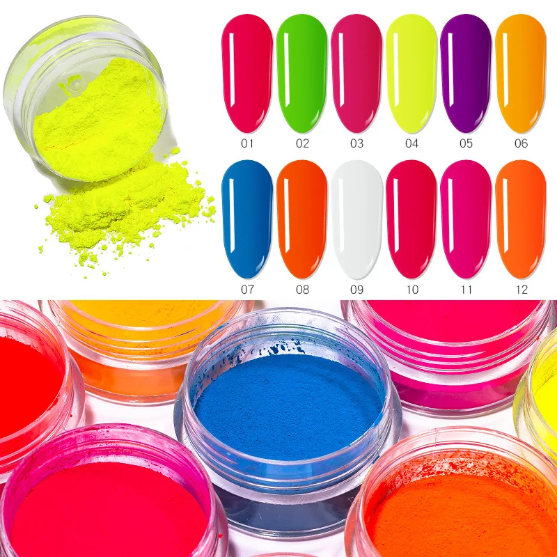 Nail Pigment Mica Powder 12 Jar Ultrathin Bright Matte Pigment Powder Neon Eyeshadow Stack Pigment Set Mica Cosmetic Neon Stackable Rainbow FD22