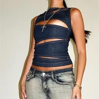 Women's Sleeveless Round Neck Vest Summer Solid Color Hollow Slim Vest Top Fashion Sexy Streetwear Women's Slim Vest Top 2024 - Image 4