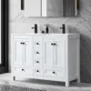 48" Bathroom Vanities Cabinet with Sink Combo Set, Undermount Double Resin Sink w/Thickened Wood, Matte Black Faucet 1