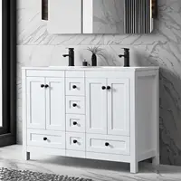 48" Bathroom Vanities Cabinet with Sink Combo Set, Undermount Double Resin Sink w/Thickened Wood, Matte Black Faucet 1