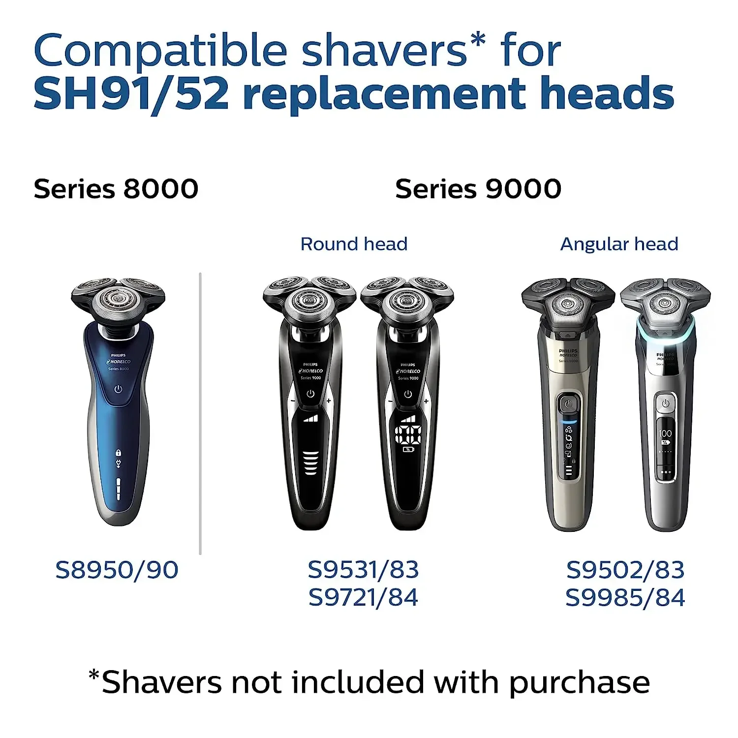 SH91 Replacement Blades For Philips Norelco Electric Shaver Series 9000 (S9xxx) S9985 S9987 SP981X,SP9820,SP986X,SP9861, SP9863 electric shaver blades