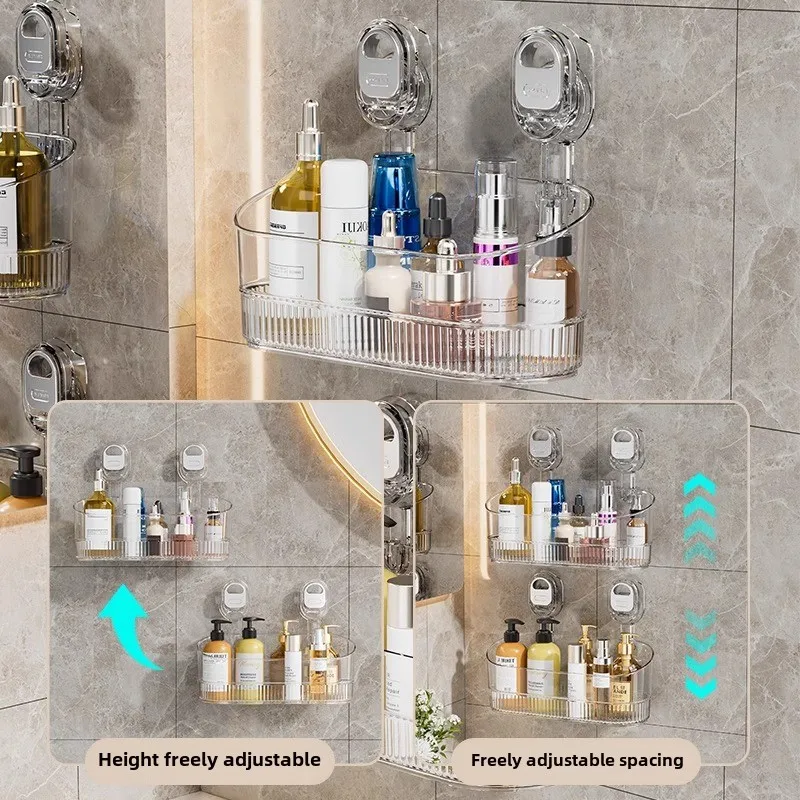 Multi-functional Perforation-free Suction Cup Bathroom Storage Shelf Rack for Toiletries and Kitchen Supplies 3