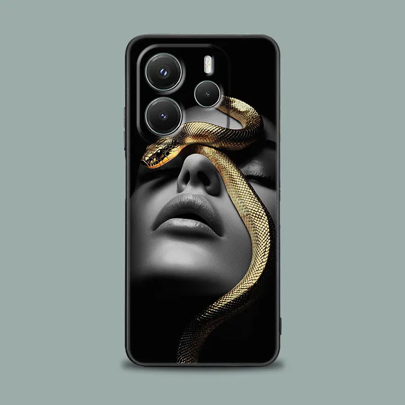 Elegant Silicone Soft Phone Case with Snakes and Women Design
