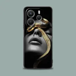 Elegant Silicone Soft Phone Case with Snakes and Women Design for Redmi 12C (ZMBLA 01)