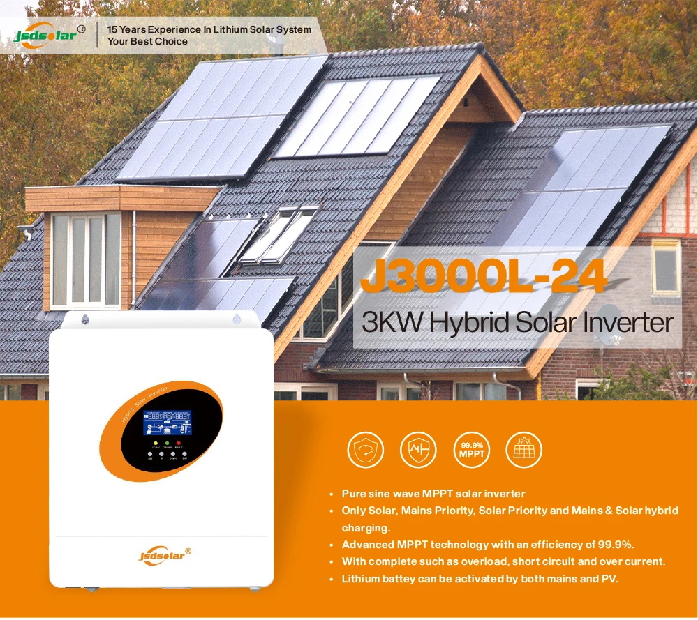 Jsdsolar 3kw 24v Hybrid Off Grid Solar Inverter For Power Bank Solar