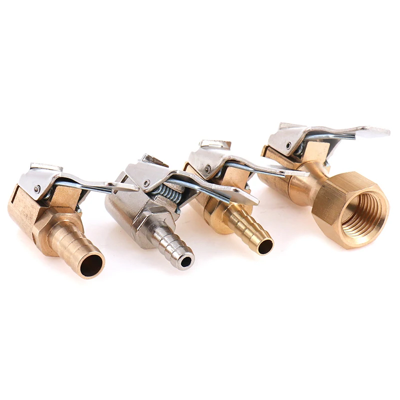 Car Auto Brass 6/8mm Tyre Wheel Air Chuck Inflator Pump Connector Valve Clip