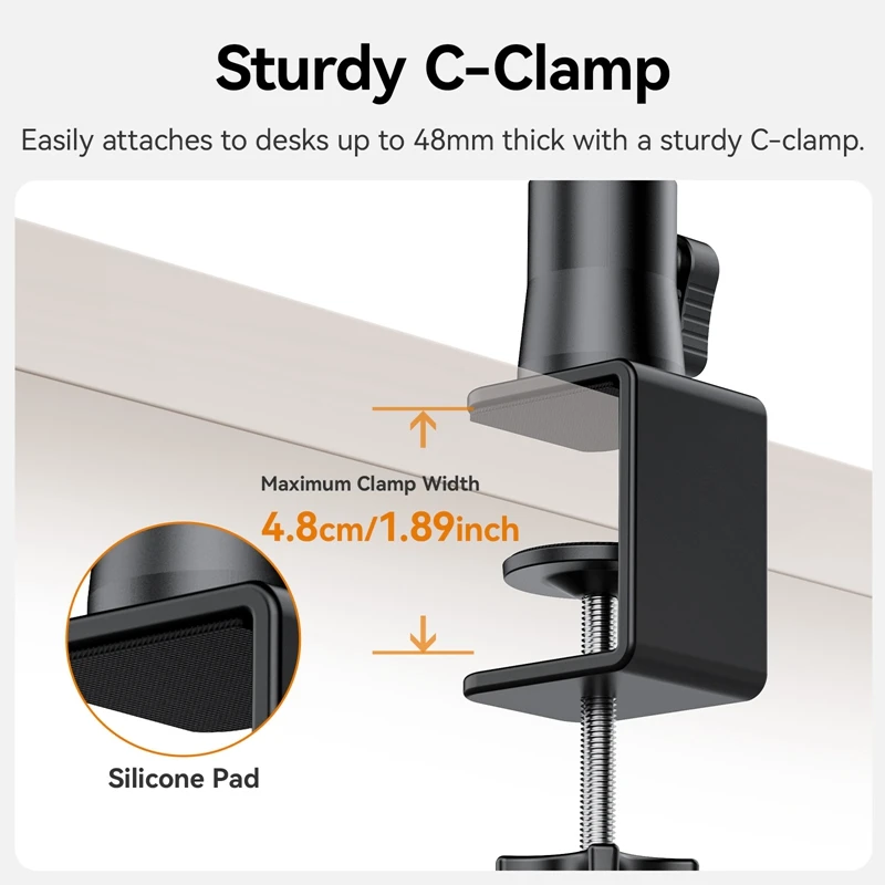 Ulanzi ZJ02 Camera Desk Mount with Holding Arm 4.8cm C-Clamp Flexible Adjustment Extend to 65cm Arm for Still Life Photography