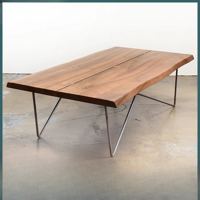 

Ginkgo Home Nordic Modern Solid Wood Iron Art Tea Table, Corner Table, Balcony, Living Room, Cafe, Large Plate Coffee Table