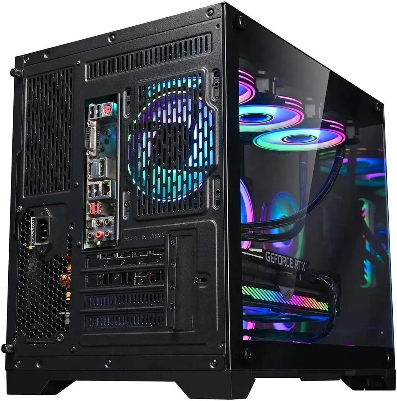 Matx motherboard computer chassis 360 water-cooled sea view room chassis((no fan ,pc case only )