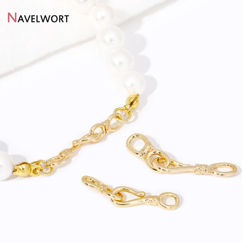 14K 금도금 황동 엔드 커넥터 걸쇠, 팔찌 목걸이 제작 용품, 보석 제작용 걸쇠, DIY 액세서리, 2 가지 크기