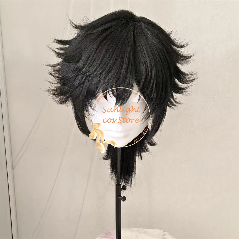 Tomioka Giyuu Inspired Black Cosplay Wig - 40cm Heat Resistant Synthetic Hair