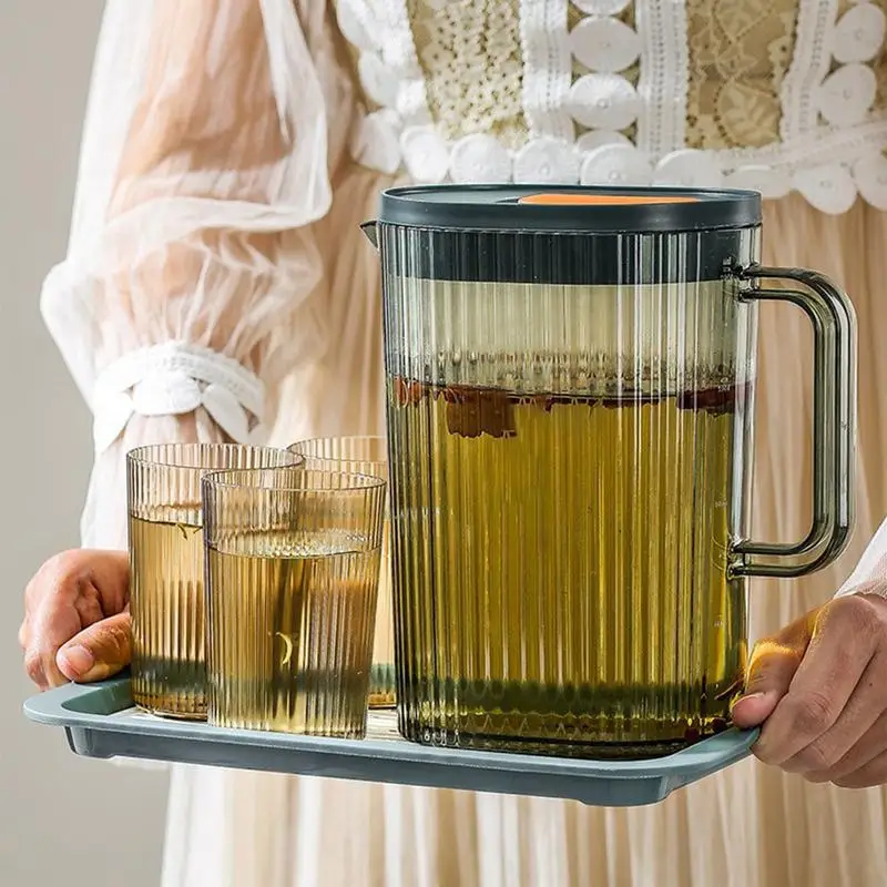 Juice Pitcher With Lid 2.2L Juice Container Cold Water Jugs Cold Water Jugs Heat Resistant Container Tea Pitcher For