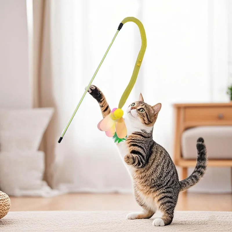 Cat Toy Cat Teaser Stick With Bell Toys For Cats Playing Stick Bite Resistant Bouncing Kitten Toys Interactive Funny Pet Product_voghion.com