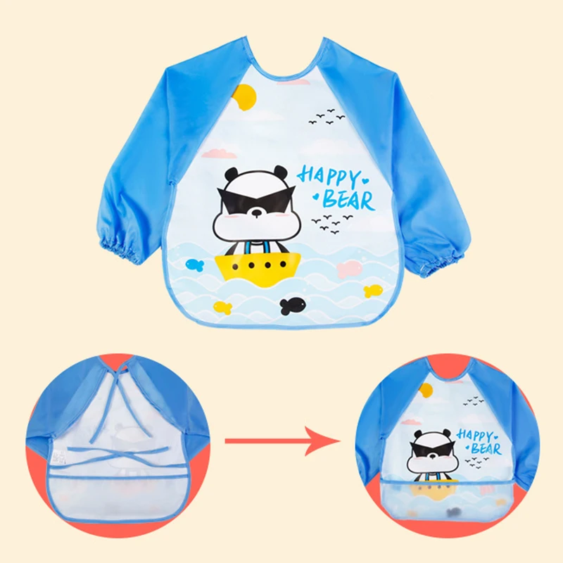 Baby Accessories cute	 Baby Long Sleeve Waterproof Bib Baby Feeding Accessories Cartoon Toddler Food Apron Children Painting Smock Pocket Burp Cloths baby stroller accessories Baby Accessories