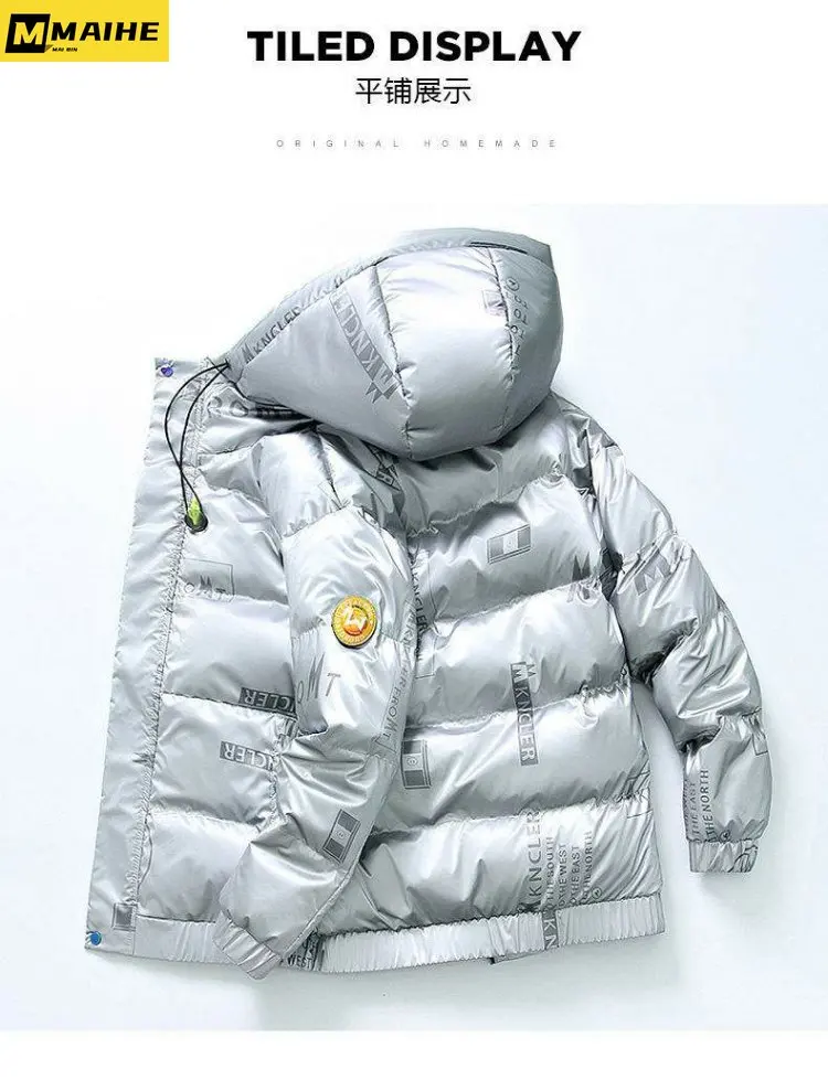 Men's Short Hooded Down Jacket Winter Windproof Lightweight White Duck Down Warm Coat Luxury Clothing Men's Outdoor Snow Coat