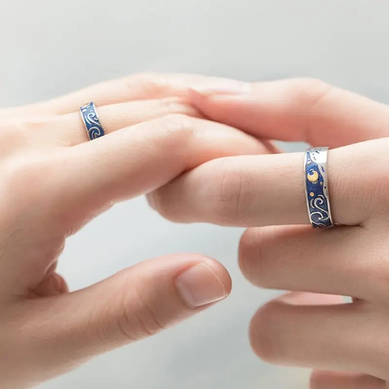 Van Gogh Starry Night Silver Ring | S925 Silver Van Gogh