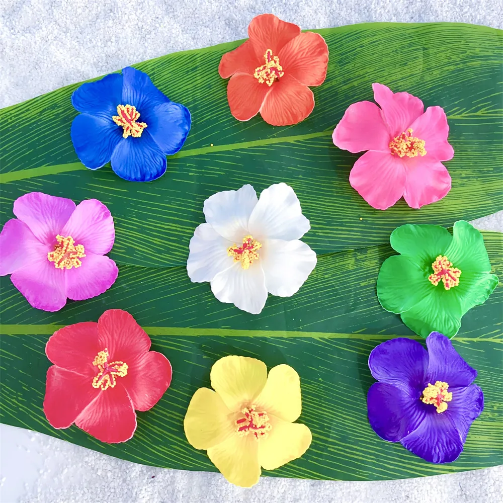 Beautiful Luau Hawaiian Flowers Hair Pick or Clip 9pcs Foam Hibiscus Flower Heads 9cm Beach Wedding Hawaiian Party Decorations 18pcs happy birthday banner set colorful party decorations supplies party favors hanging banner paper fans swirls honeycomb balls paper pompoms for birthday wedding baby shower jungle party decorations