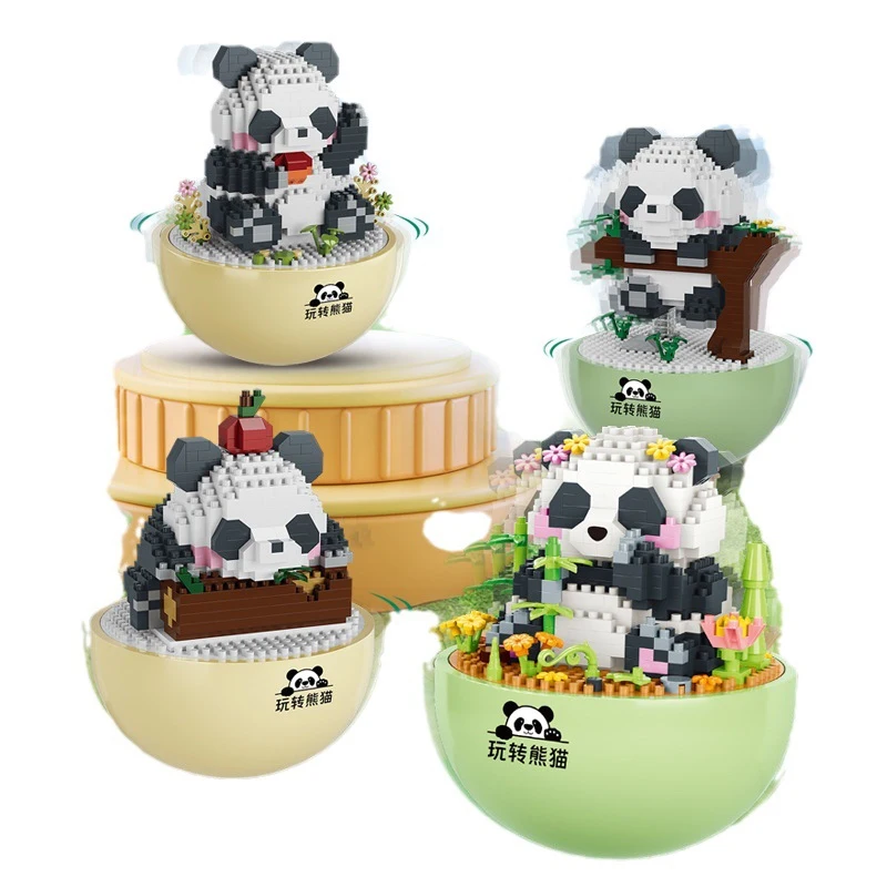 

Tumbler Panda Building blocks Bricks Mini Micro Blocks Cute Animal Toys Assembled Mini Panda Brick Toys for Christmas Decor